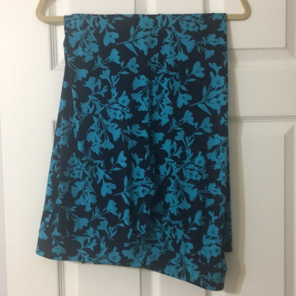 Fun floral teal and navy wide leg pants